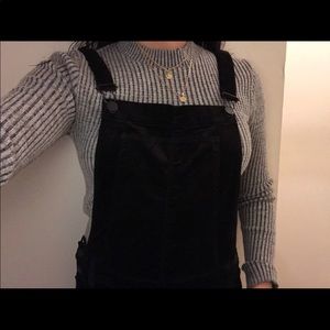 Black suede overalls